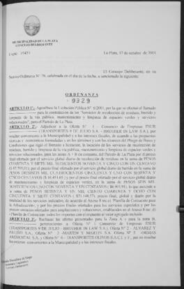 Ordenanza n° 9329 de 2001
