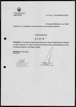Ordenanza n° 10183 de 2006