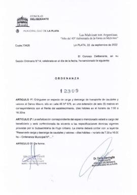 Ordenanza nº 12309 de 2022