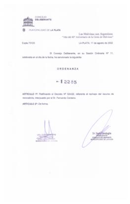 Ordenanza nº 12285 de 2022