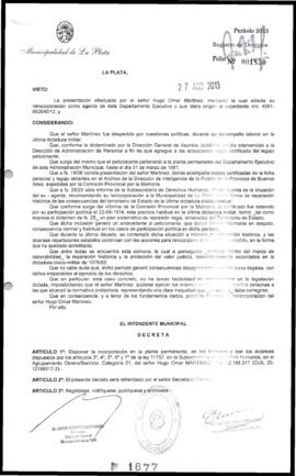 Decreto n° 1677 de 2013, Bruera, Oscar Pablo