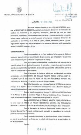 Decreto nº 449 de 2023, GARRO, Julio cesar