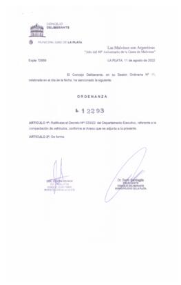 Ordenanza nº 12293 de 2022