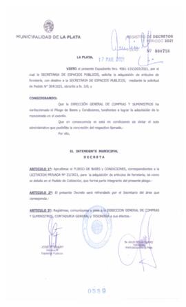 Decreto nº 589 de 2021, GARRO, Julio cesar