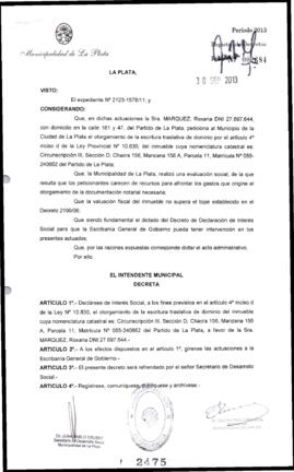 Decreto n° 2475 de 2013, Bruera, Oscar Pablo