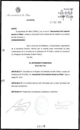 Decreto n° 1618 de 2013, Bruera, Oscar Pablo
