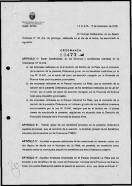 Ordenanza n° 10477 de 2008