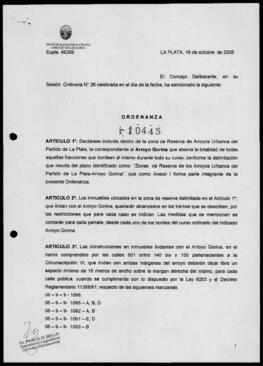Ordenanza n° 10445 de 2008
