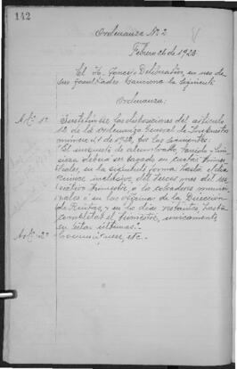 Ordenanza n° 0002 de 1923