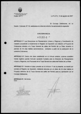 Ordenanza n° 10304 de 2007