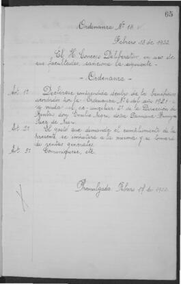 Ordenanza n° 13 de 1922