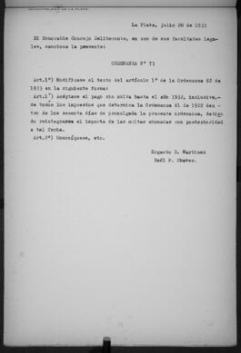 Ordenanza n° 73 de 1933