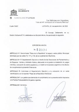 Ordenanza nº 12334 de 2022