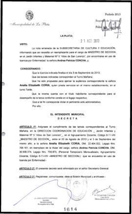 Decreto n° 1614 de 2013, Bruera, Oscar Pablo