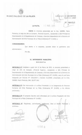 Decreto nº 564 de 2021, GARRO, Julio cesar
