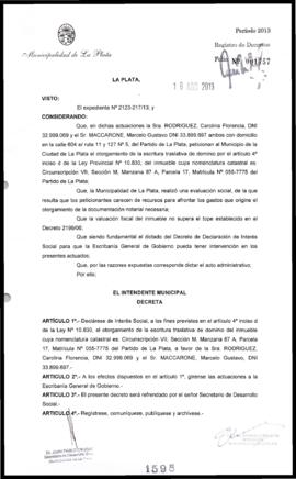 Decreto n° 1598 de 2013, Bruera, Oscar Pablo