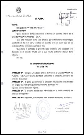 Decreto n° 2501 de 2013, Bruera, Oscar Pablo