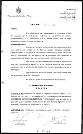 Decreto n° 2281 de 2013, Bruera, Oscar Pablo