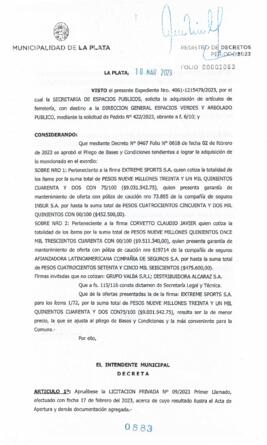 Decreto nº 883 de 2023, GARRO, Julio cesar