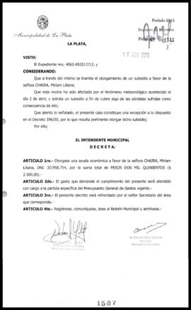 Decreto n° 1587 de 2013, Bruera, Oscar Pablo