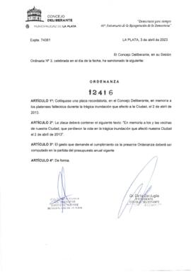 Ordenanza nº 12416 de 2023