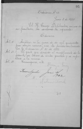 Ordenanza n° 43 de 1922