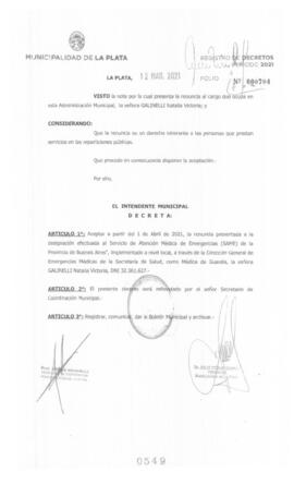 Decreto nº 549 de 2021, GARRO, Julio cesar