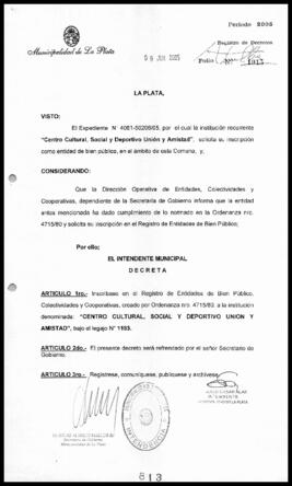 Decreto n° 813 de 2005, Alak, Julio Cesar