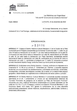 Ordenanza nº 12401 de 2022