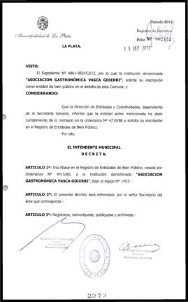 Decreto n° 2272 de 2013, Bruera, Oscar Pablo