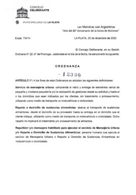 Ordenanza nº 12396 de 2022