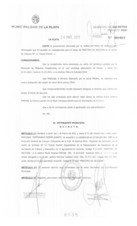Decreto nº 638 de 2021, GARRO, Julio cesar