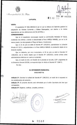 Decreto n° 1561 de 2013, Bruera, Oscar Pablo