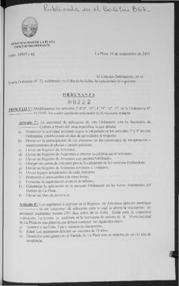 Ordenanza n° 9322 de 2001