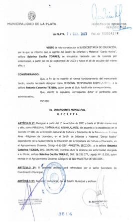 Decreto nº 3614 de 2023, GARRO, Julio cesar