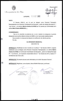 Decreto n° 2565 de 2013, Bruera, Oscar Pablo