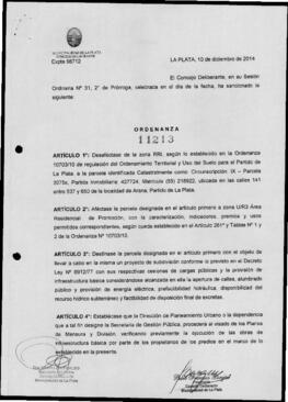Ordenanza n° 11213 de 2014