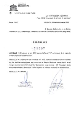 Ordenanza nº 12397 de 2022