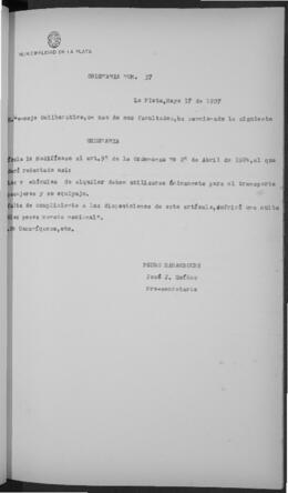 Ordenanza n° 0037 de 1927