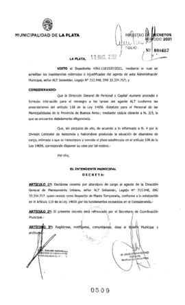 Decreto nº 509 de 2021, GARRO, Julio cesar