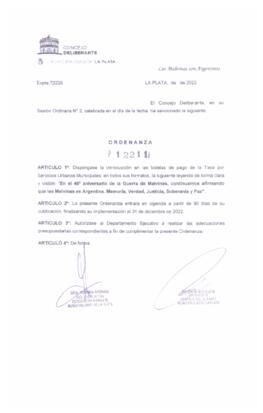 Ordenanza nº 12211 de 2022