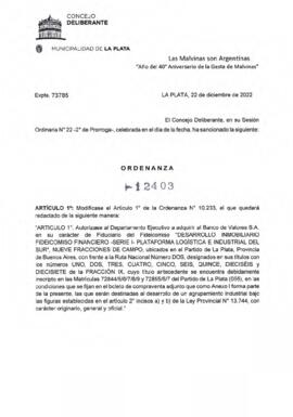 Ordenanza nº 12403 de 2022