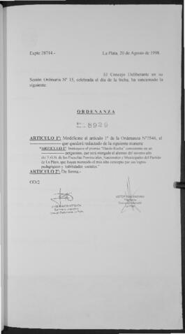 Ordenanza n° 8929 de 1998