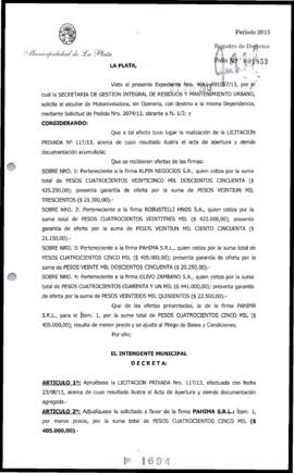 Decreto n° 1694 de 2013, Bruera, Oscar Pablo