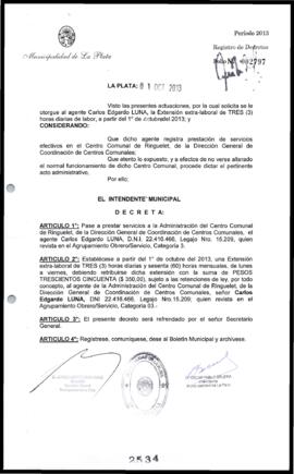 Decreto n° 2534 de 2013, Bruera, Oscar Pablo