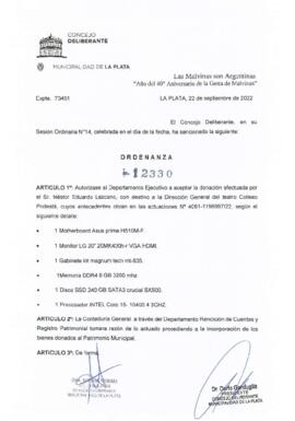 Ordenanza nº 12330 de 2022