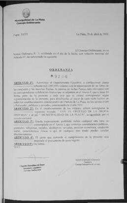 Ordenanza n° 9266 de 2001