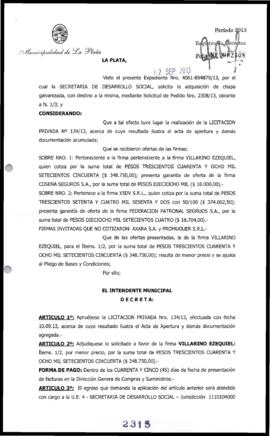 Decreto n° 2315 de 2013, Bruera, Oscar Pablo