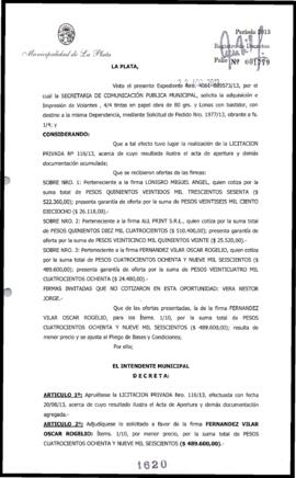 Decreto n° 1620 de 2013, Bruera, Oscar Pablo