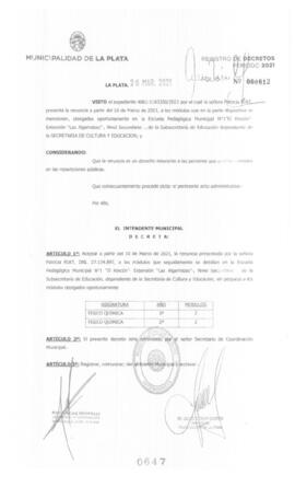 Decreto nº 647 de 2021, GARRO, Julio cesar